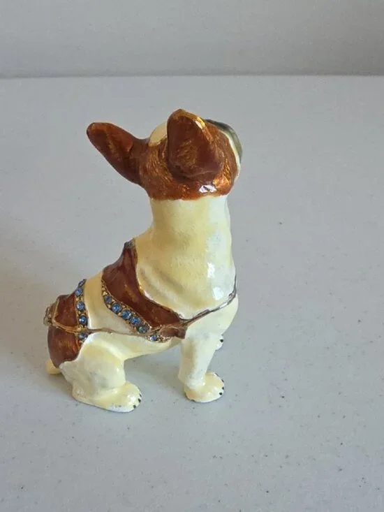 NIB TREASURES | Decorative Trinket Box French Bulldog Enamel Crystals - Picture 4 of 7